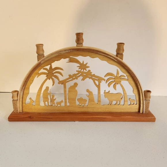 Vintage Seidel Christmas Candle Holder Arch Wood Erzgebirge Germany Nativity - Picture 1 of 7